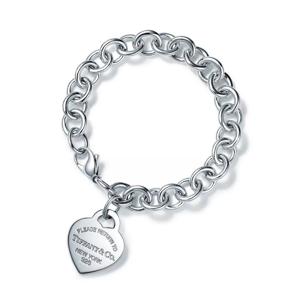 Tiffany & Co. Silver Heart Chain Bracelet Size S